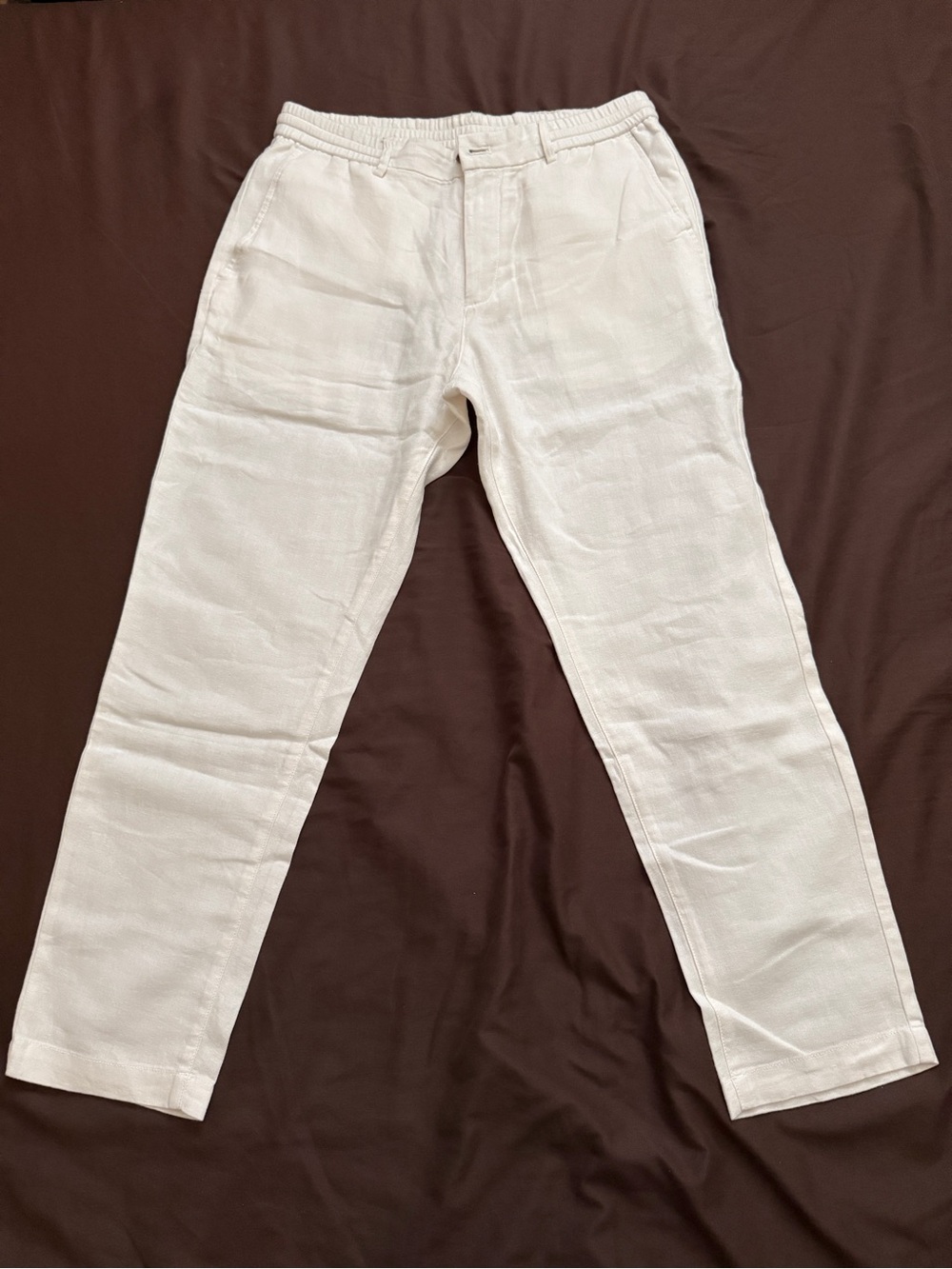 Banana Republic Factory Cream Linen-Blend Pants